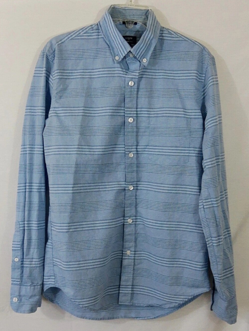 J. Crew Men's Slim Fit Blue Summer Plaid Button Up Shirt Size Medium
